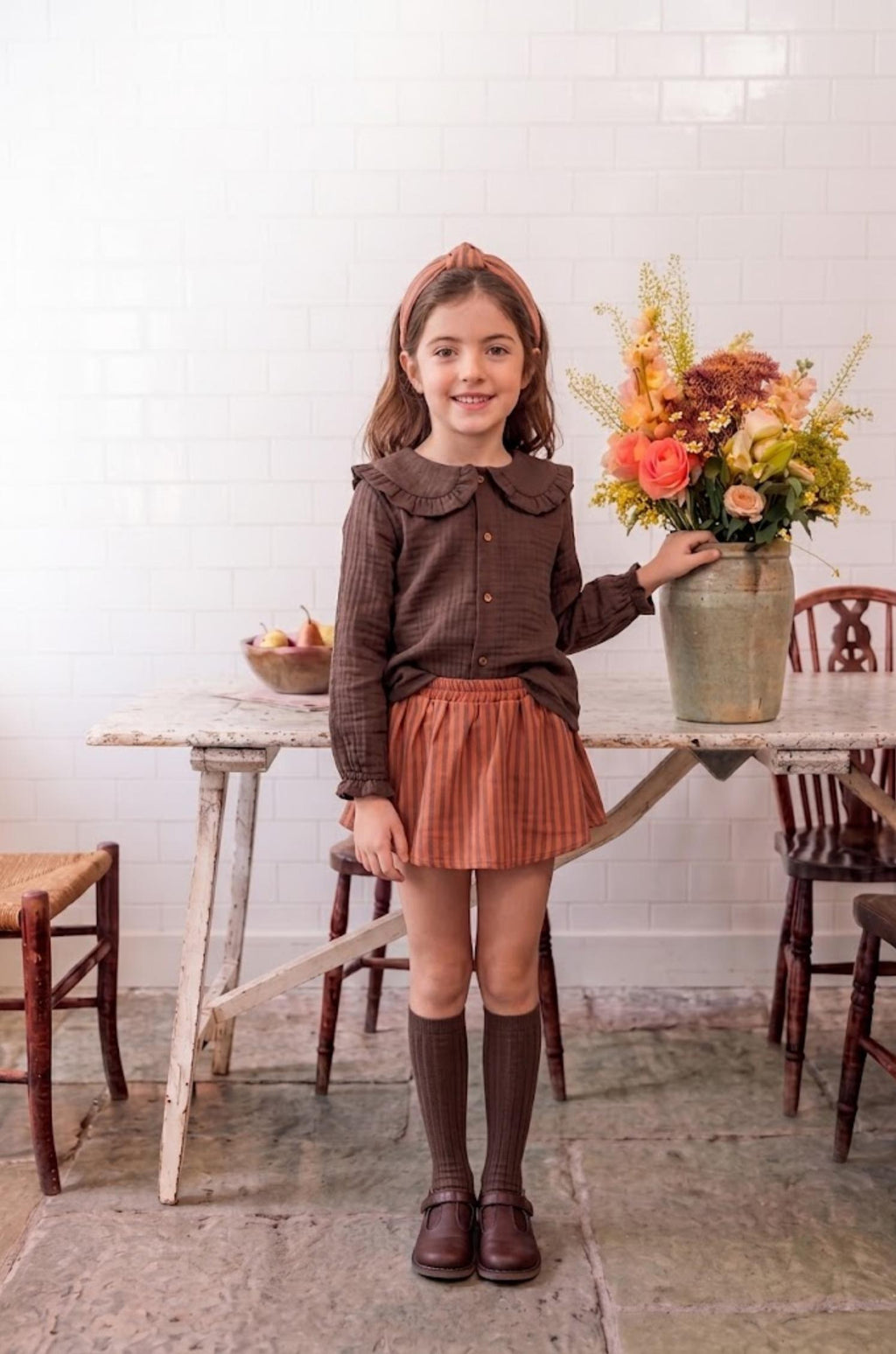 Camisa niña chocolate