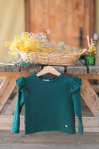 Sudadera verde botella volantes