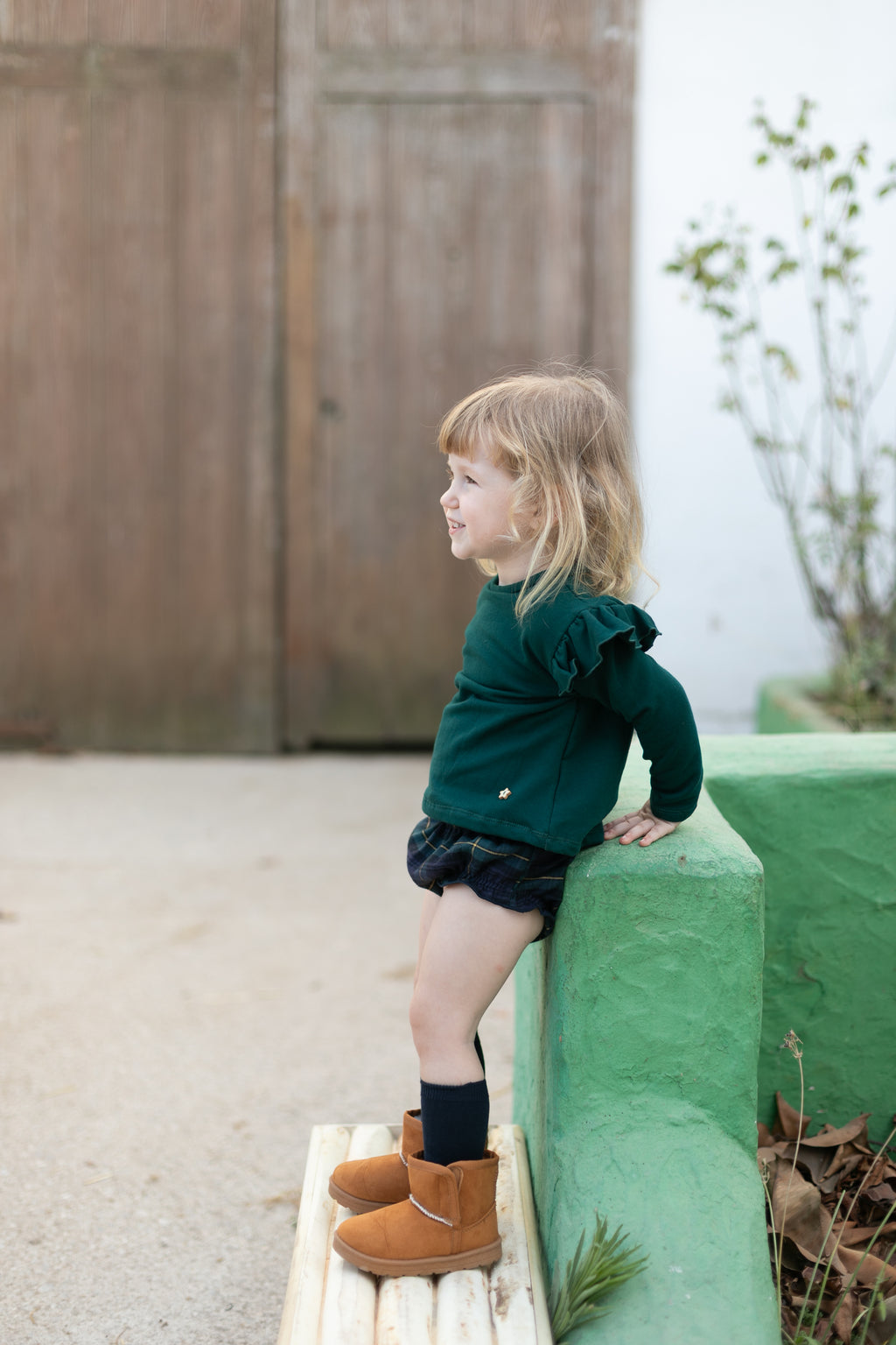 Sudadera verde botella volantes