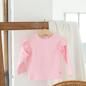 Sudadera rosa volantes
